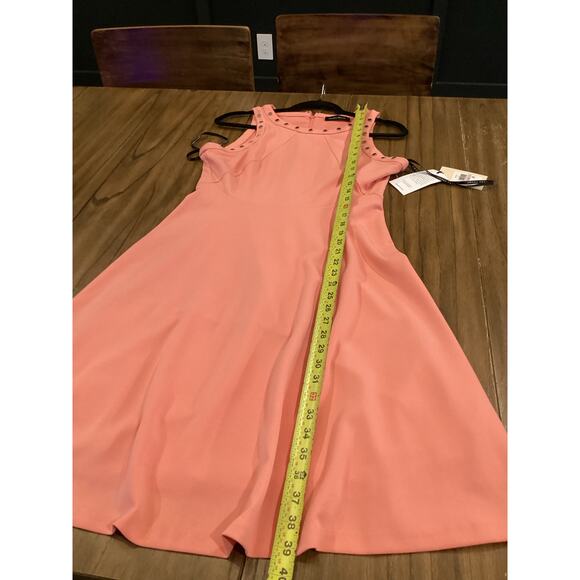 Ivanka Trump Scuba Crepe Fit & Flare cocktail work Dress Studded coral 6 NWT - Picture 8 of 9